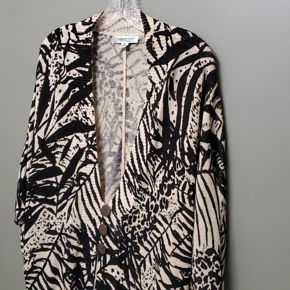 Coldwater Creek sweater women’s size xl mid-length sleeve cream background Leaf